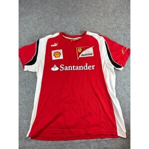 Puma Scuderia Ferrari F1 Racing Shirt Mens XL Red White Santander Felipe Massa